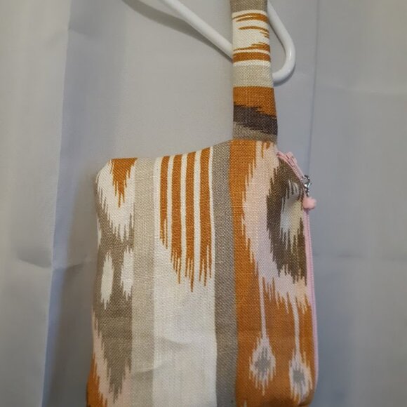 New Aztec Clutch travel Hanging make-up bag Mustard Pink 6" Wristlet Coin Purse - Picture 4 of 6